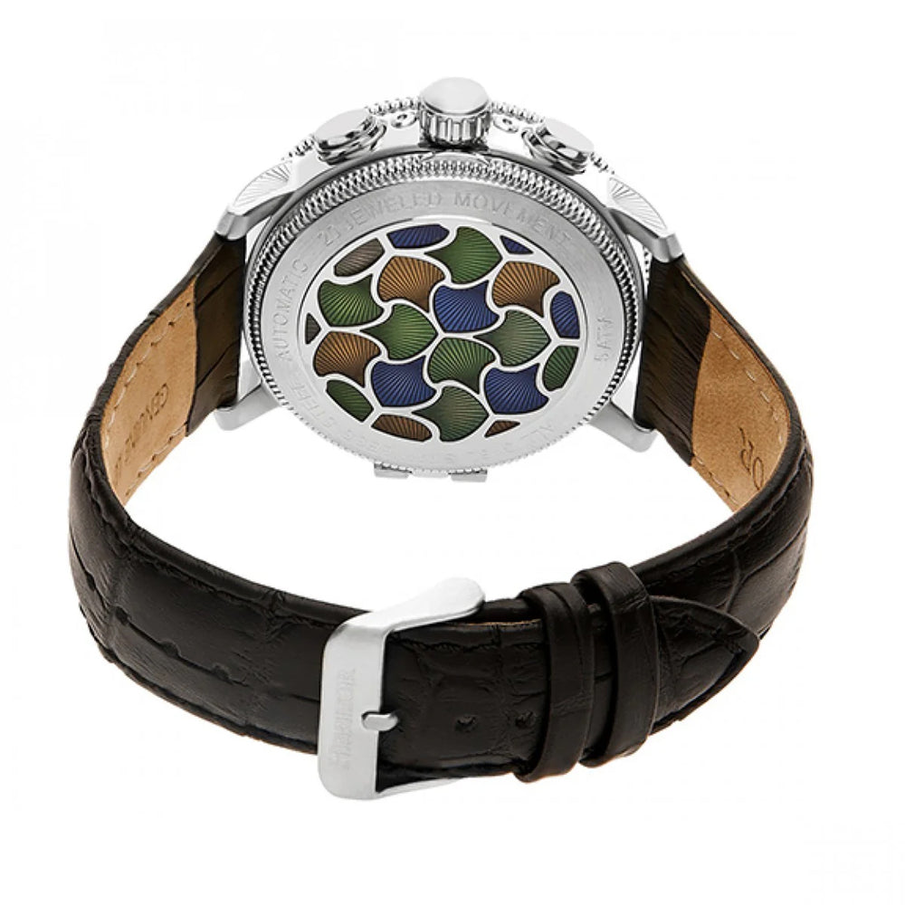 HERITOR Automatic Movt. 5ATM Water Resistance White Dial Mens Watch with Black Colour Leather Strap_7782837_1