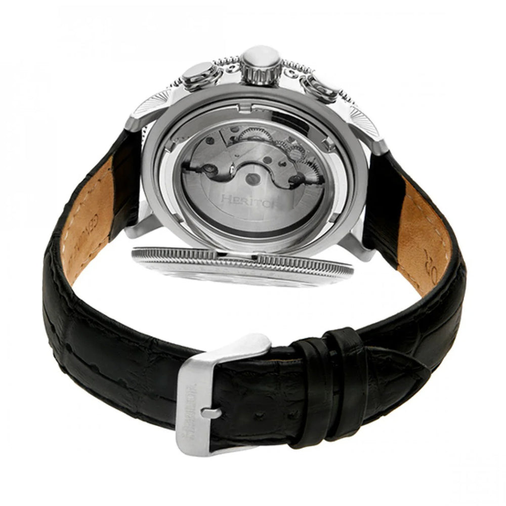 HERITOR Automatic Movt. 5ATM Water Resistance White Dial Mens Watch with Black Colour Leather Strap_7782837_2