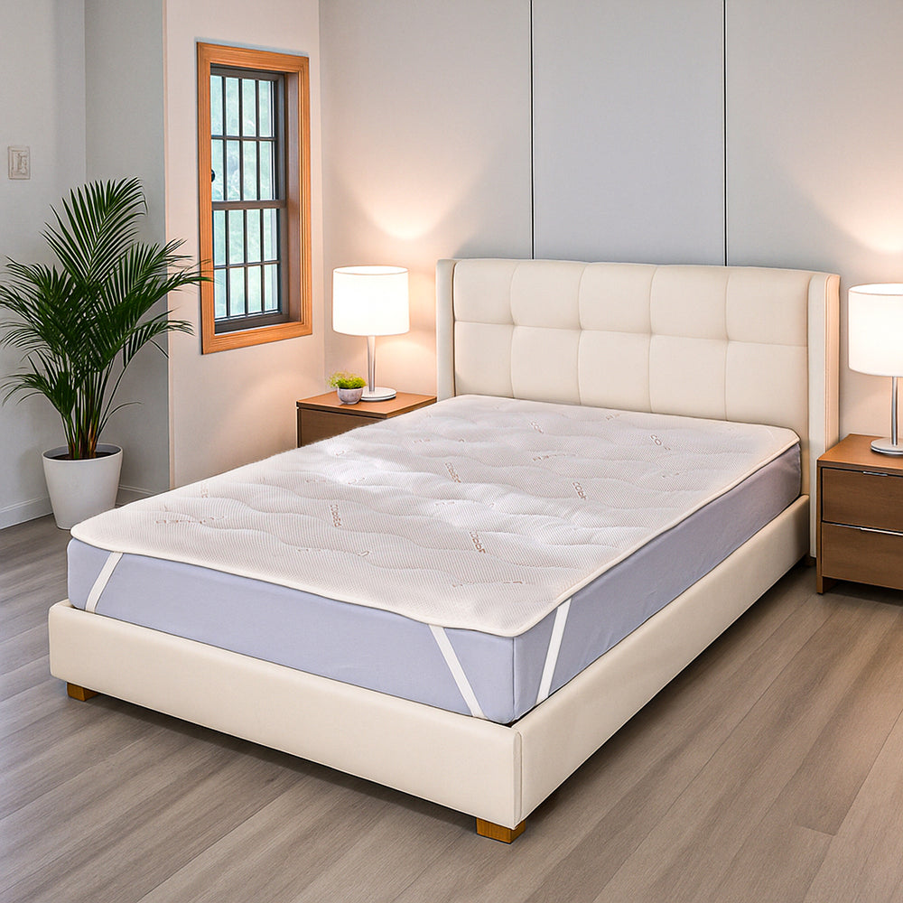 Polyester Patterned Mattress (Size 90x190 cm) - White & White_7783679