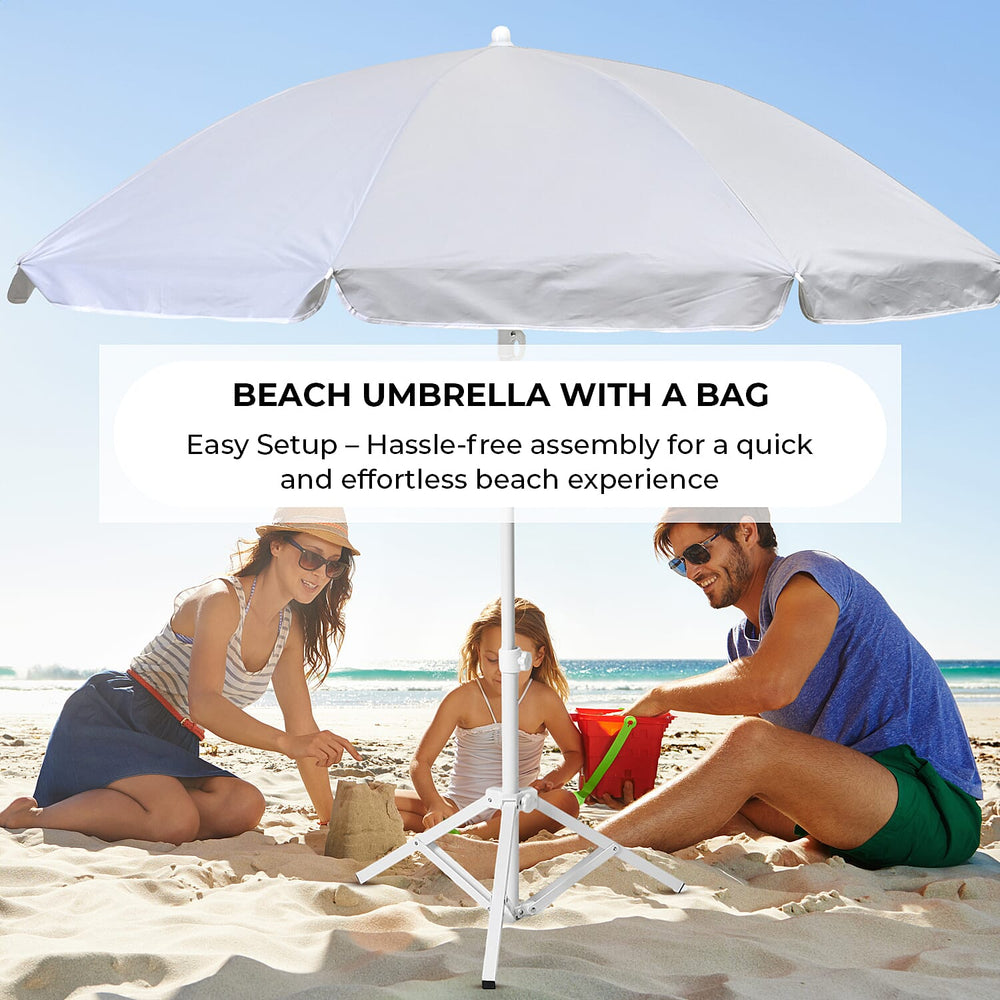 Solid colour Outdoor umbrella with tripod stand ( height from 1.2m to 1.8m) -  White