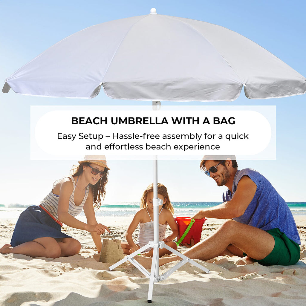 Solid colour Outdoor umbrella with tripod stand ( height from 1.2m to 1.8m) -  White