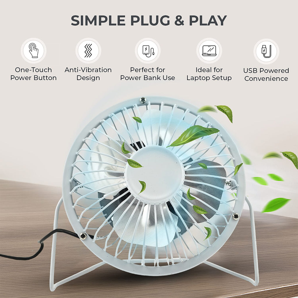 Oxycool 4-Inch USB Mini Desk Fan