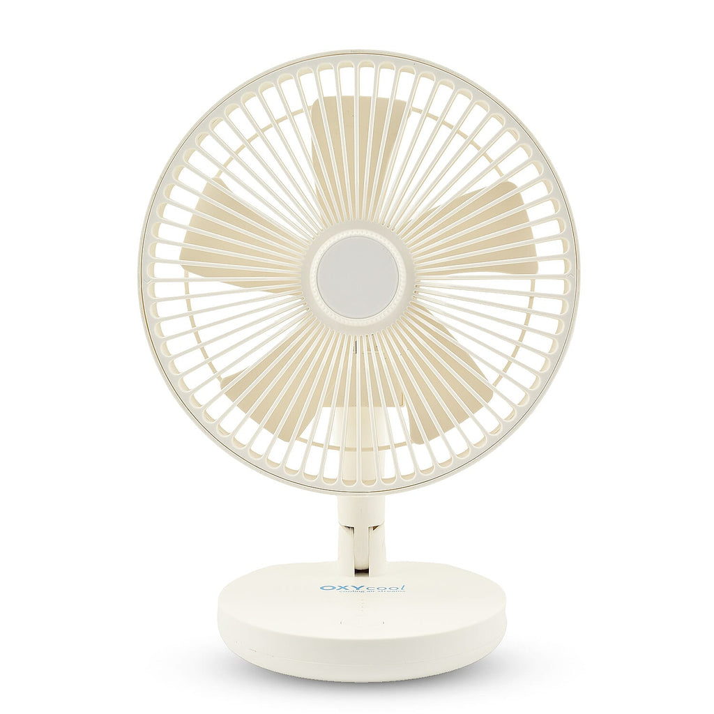 Oxycool 8 Inch Portable Rechargeable Wireless Fan - White