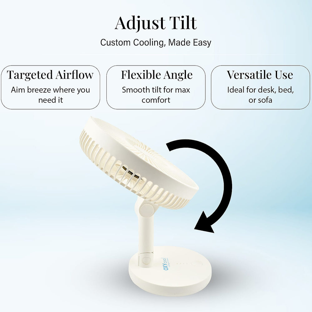 Oxycool 8 Inch Portable Rechargeable Wireless Fan - White
