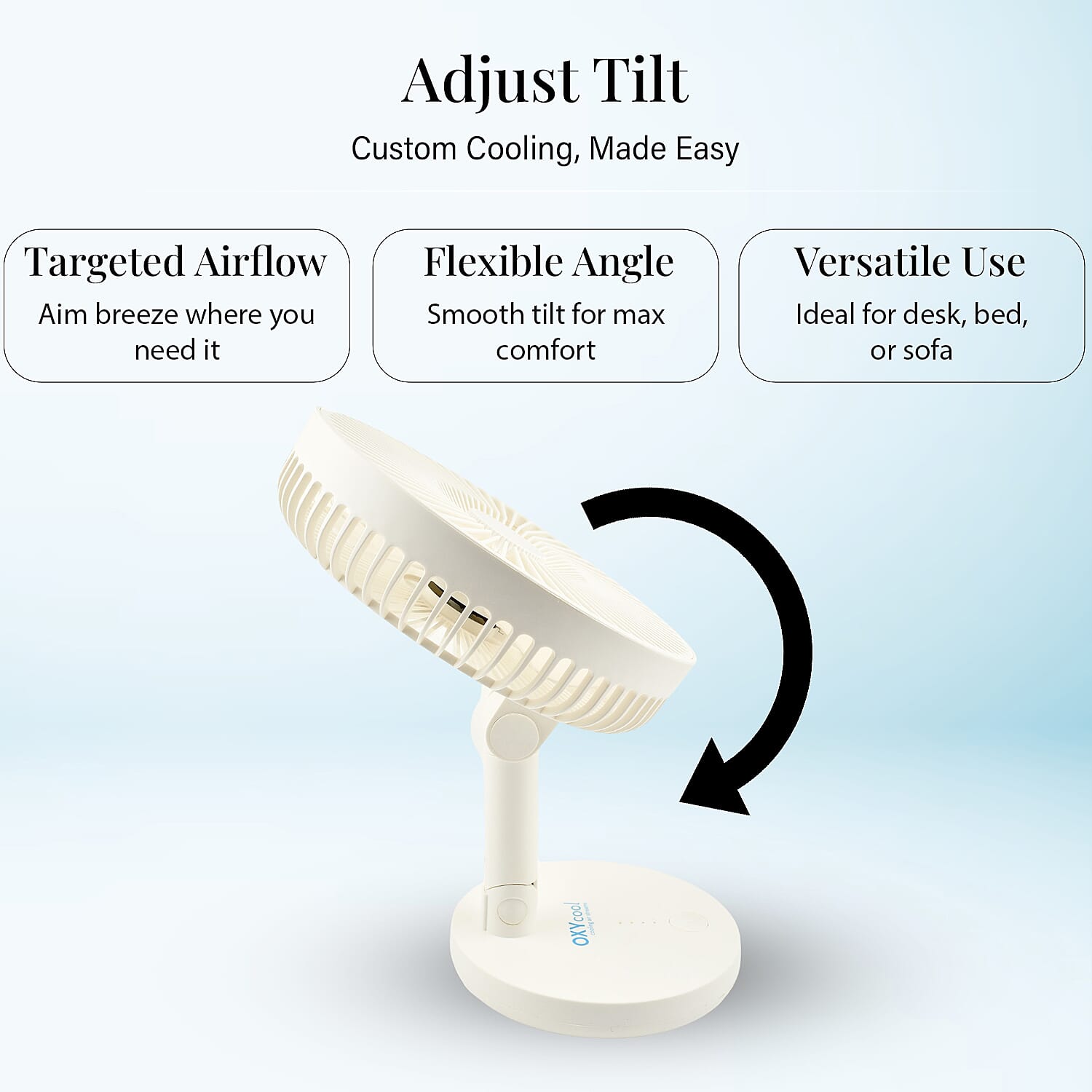 Oxycool 8 Inch Portable Rechargeable Wireless Fan - White