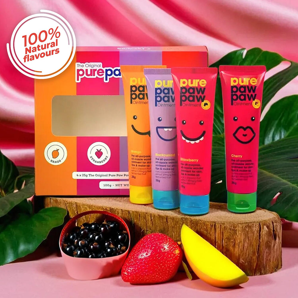 Pure Paw Paw Ointment Bundle (Includes 25g Mango, 25g Blackcurrant, 25g Cherry - 25g Strawberry)