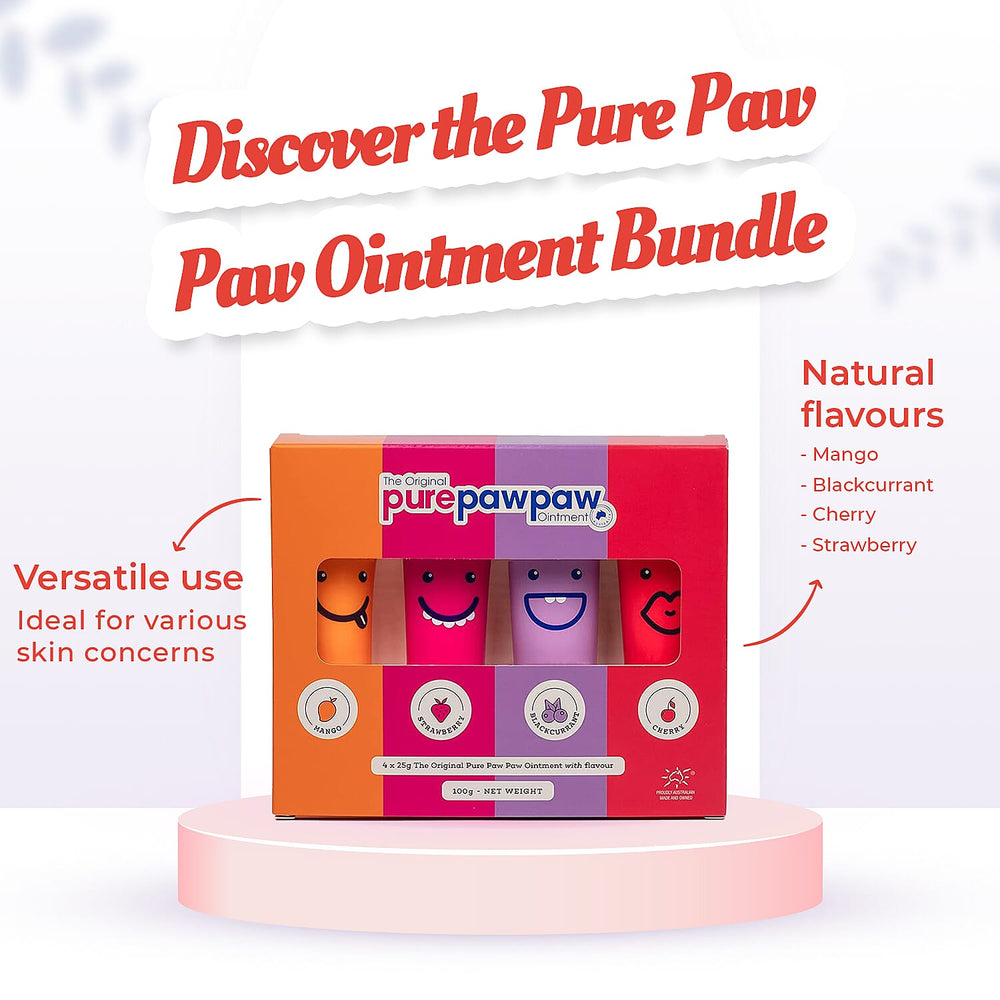 Pure Paw Paw Ointment Bundle (Includes 25g Mango, 25g Blackcurrant, 25g Cherry - 25g Strawberry)