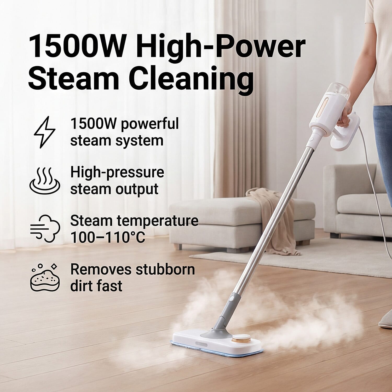 Homesmart Multi-functional Steam System with 380ml Water Tank (Power 1500W) - White