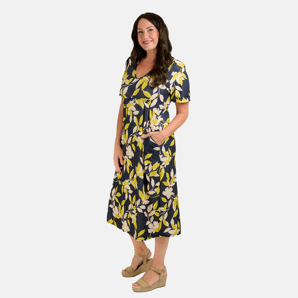 Printed Midi Dress - Navy_7793952_1