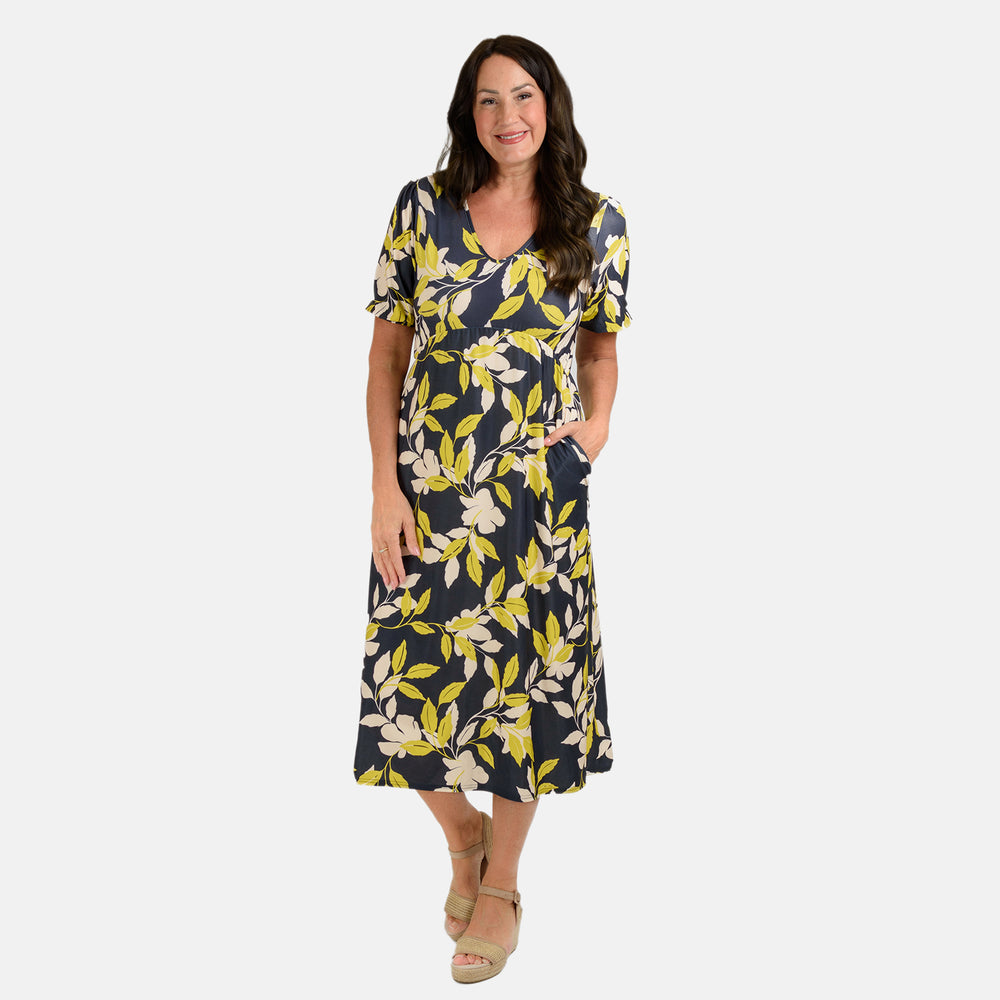Printed Midi Dress - Navy_7793953
