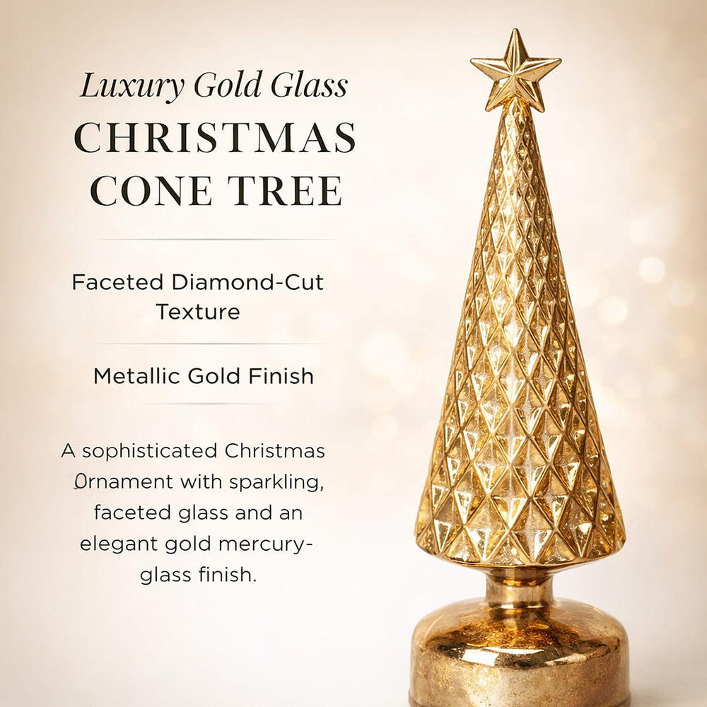 LED Striped Christmas Cone Tree - Gold_7797015_1