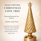 LED Striped Christmas Cone Tree - Gold