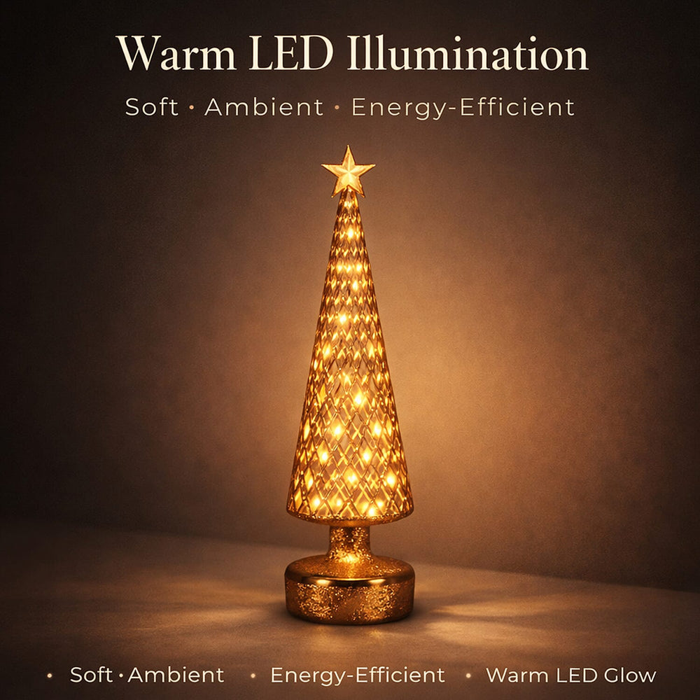 LED Striped Christmas Cone Tree - Gold_7797015_2