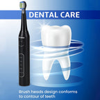 Bitvae Sonic Electirc Toothbrush With 8 Heads - Travel Case, 5 Brushing Modes - Smart Timer - Black