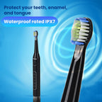 Bitvae Sonic Electirc Toothbrush With 8 Heads - Travel Case, 5 Brushing Modes - Smart Timer - Black