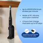 Bitvae Sonic Electirc Toothbrush With 8 Heads - Travel Case, 5 Brushing Modes - Smart Timer - Black