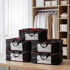 Set of 5 Non-Woven Fabric Storage Bag With Front Pocket - Black_7799683_1