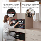 Set of 5 Non-Woven Fabric Storage Bag With Front Pocket - Black_7799683_4