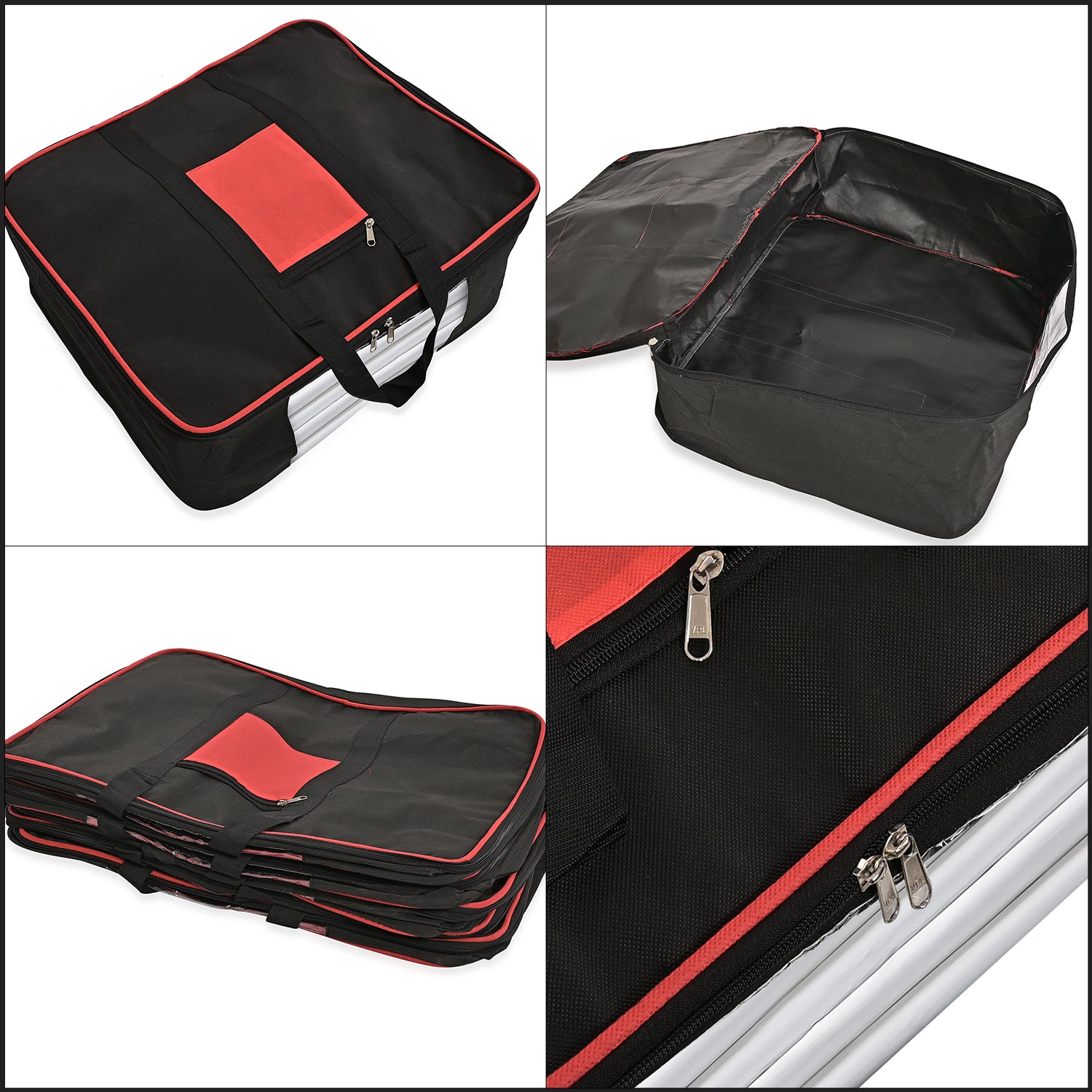Set of 5 Non-Woven Fabric Storage Bag With Front Pocket - Black_7799683_6