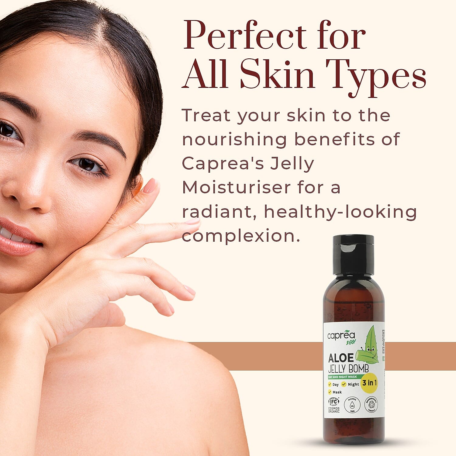 Caprea 3 in 1 Jelly Moisturiser Day & Night Mask - 50ml