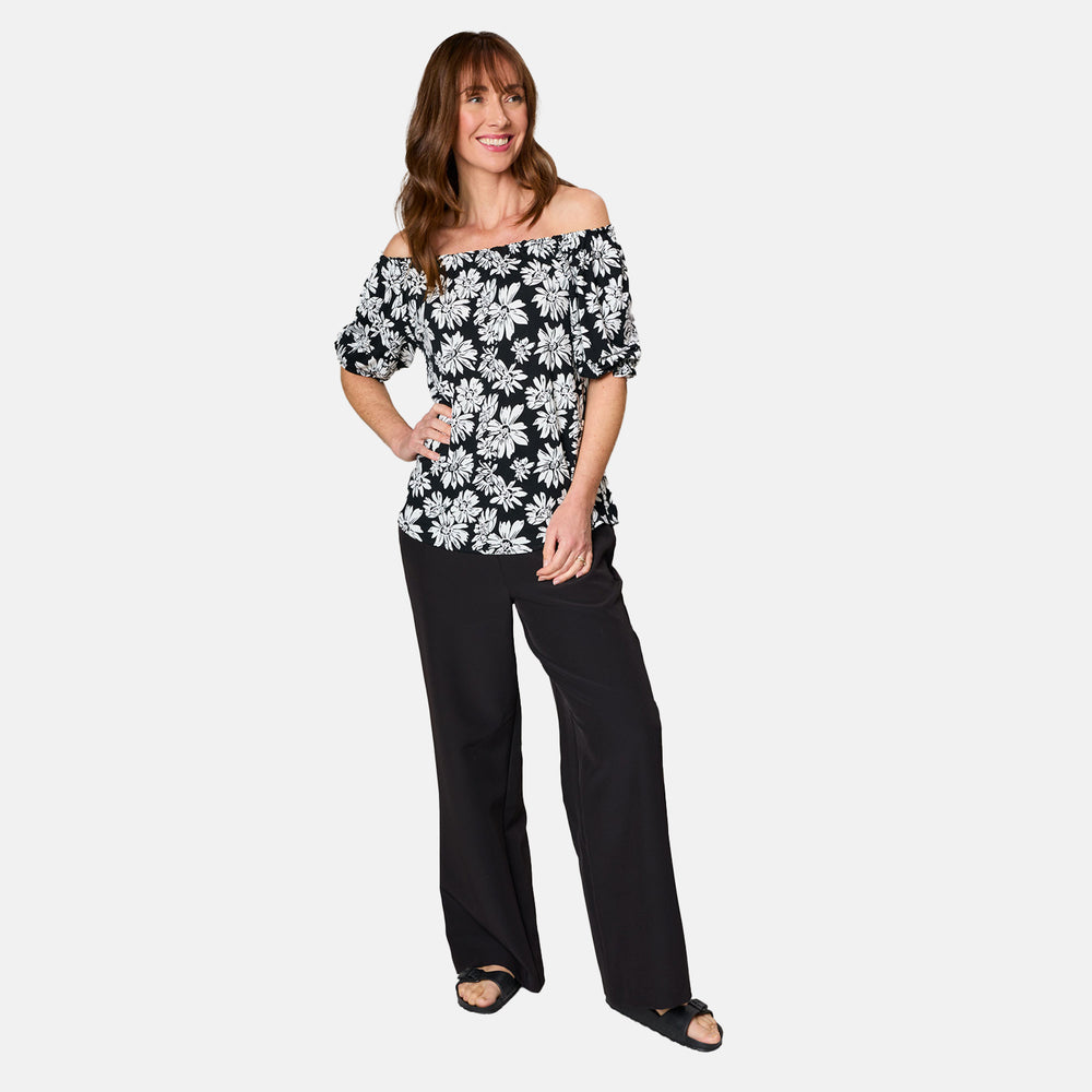 Emreco 100% Viscose Frill Sleeve Floral Top (Size 16) - Black_7805024_3