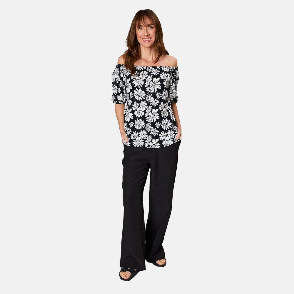 Emreco 100% Viscose Frill Sleeve Floral Top (Size 20) - Black_7805026_2