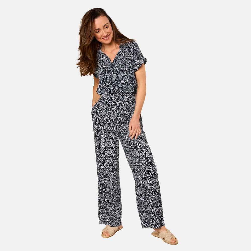 Emreco 100% Viscose Wide Leg Print Trouser (Size 20) - Navy_7805684