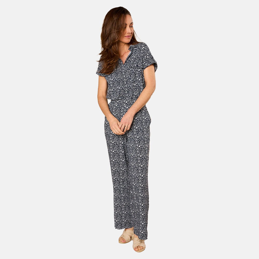 Emreco 100% Viscose Wide Leg Print Trouser (Size 20) - Navy_7805684_1