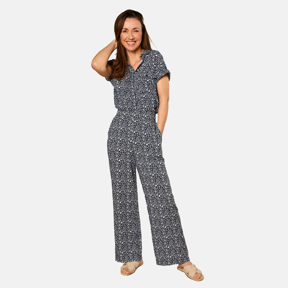 Emreco 100% Viscose Wide Leg Print Trouser (Size 20) - Navy_7805684_2