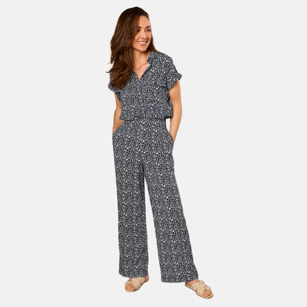 Emreco 100% Viscose Wide Leg Print Trouser (Size 20) - Navy_7805684_3