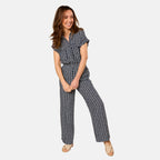 Emreco Lightweight Wide Leg Print Trouser (Size 12) - Navy_7805856_1