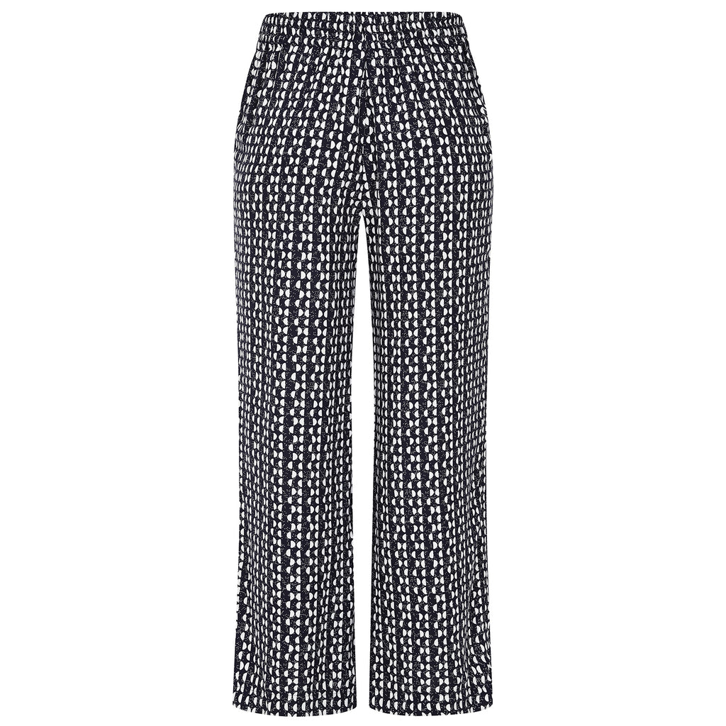 Emreco Lightweight Wide Leg Print Trouser (Size 18) - Navy_7805859_3