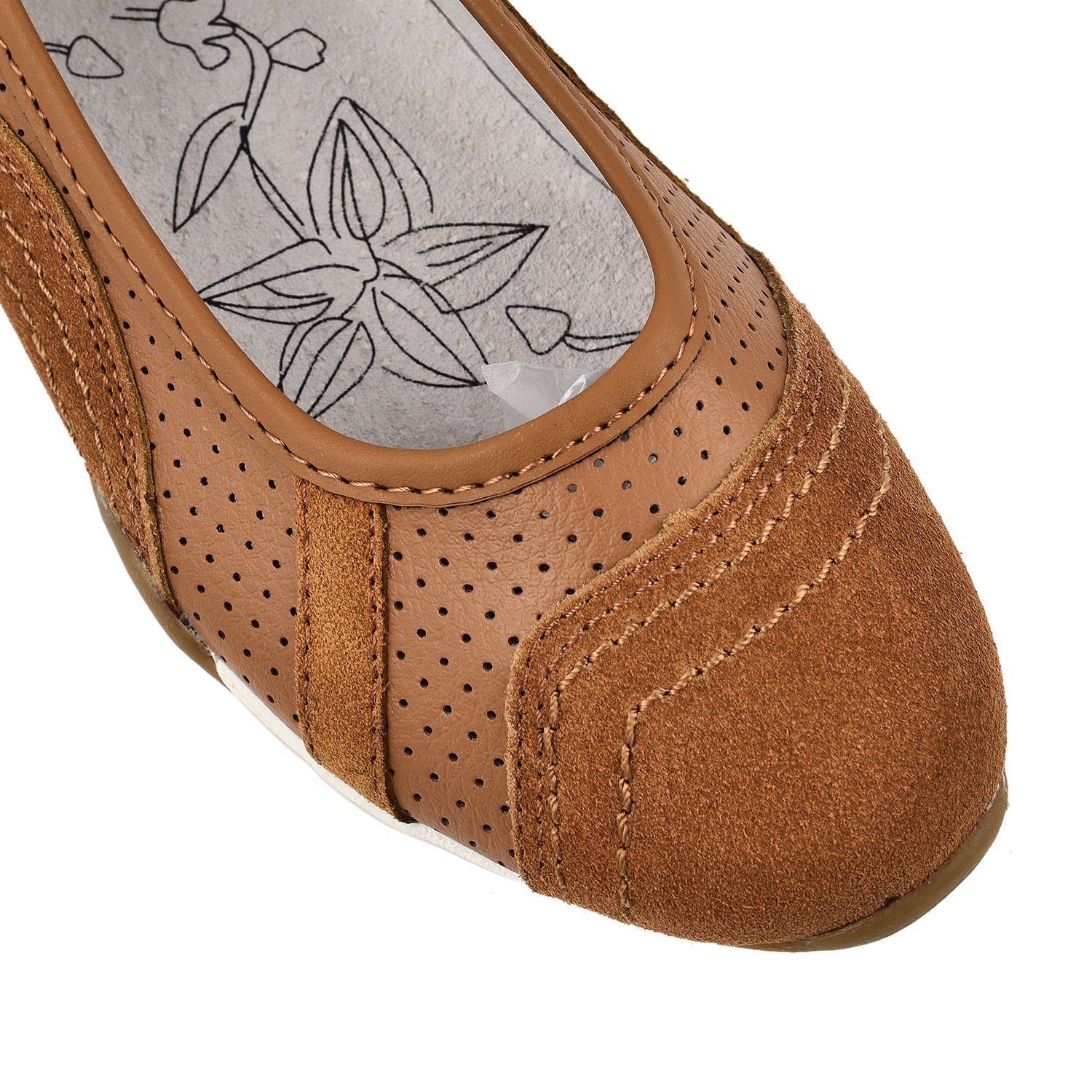 Down to Earth Ladies Leather Ballerina Shoe (Size 4) - Tan_7805873_4