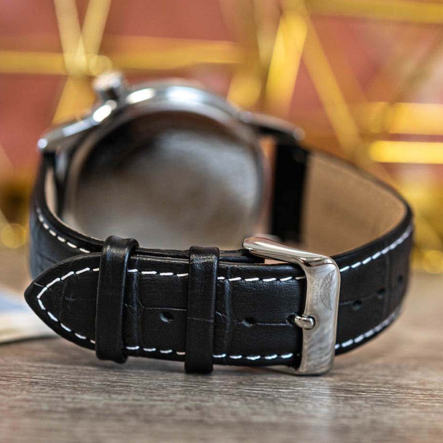 Aviator Analogue Quartz Movt. F Series World Cities Mens Luxury Watch with Date and world timer  in Genuine Leather Strap, 10ATM (100 metres) - Black_7807093_3