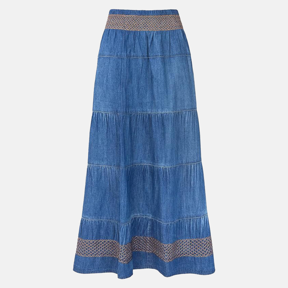 Close Out Deal 100% Cotton Denim Tiered Skirt (Size 8)_7807493