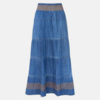 Close Out Deal 100% Cotton Denim Tiered Skirt (Size 8)_7807493