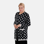 Tamsy Polka Dot Coatigan with Pockets (Size - One Size) - Black_7808055_3