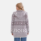 Tamsy Cozy Winter Coatigan with Hoodie (Size 8 to 20) - White & Maroon