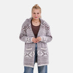 Tamsy Cozy Winter Coatigan with Hoodie (Size 8 to 20) - White & Maroon