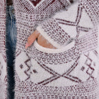 Tamsy Cozy Winter Coatigan with Hoodie (Size 8 to 20) - White & Maroon