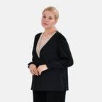 La Marey V-neck Lace Top (Size S) - Black_7809949_2