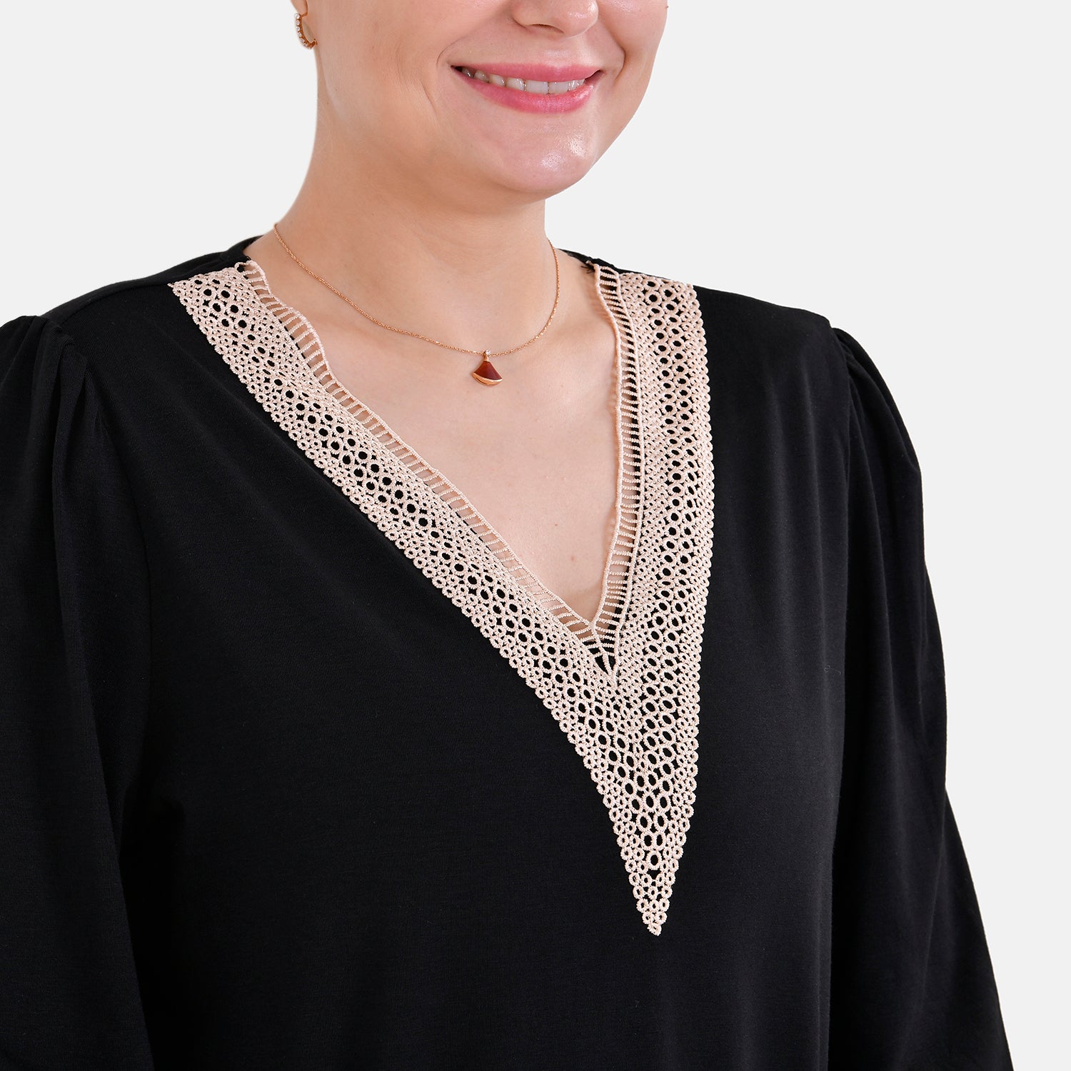 La Marey V-neck Lace Top (Size S) - Black_7809949_4