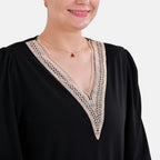 La Marey V-neck Lace Top (Size L) - Black_7809953_4