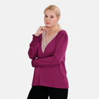 La Marey V-neck Lace Top (Size L) - Purple_7809968_3