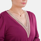 La Marey V-neck Lace Top (Size L) - Purple_7809968_4