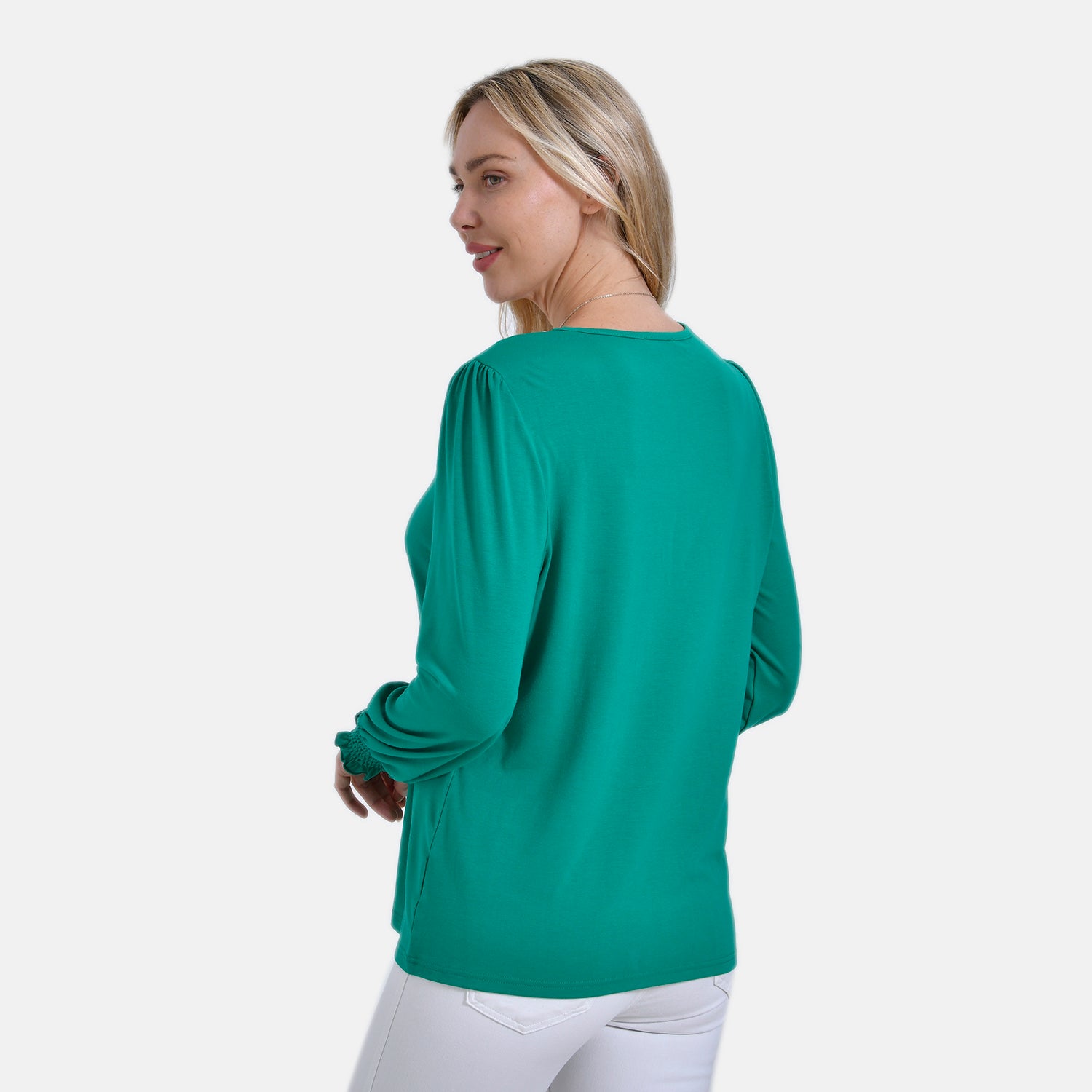 La Marey V-Neck Long Sleeve Top (Size 12 to 14) - Green_7811211_1