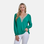 La Marey V-Neck Long Sleeve Top (Size 16 to 18) - Green_7811212_3