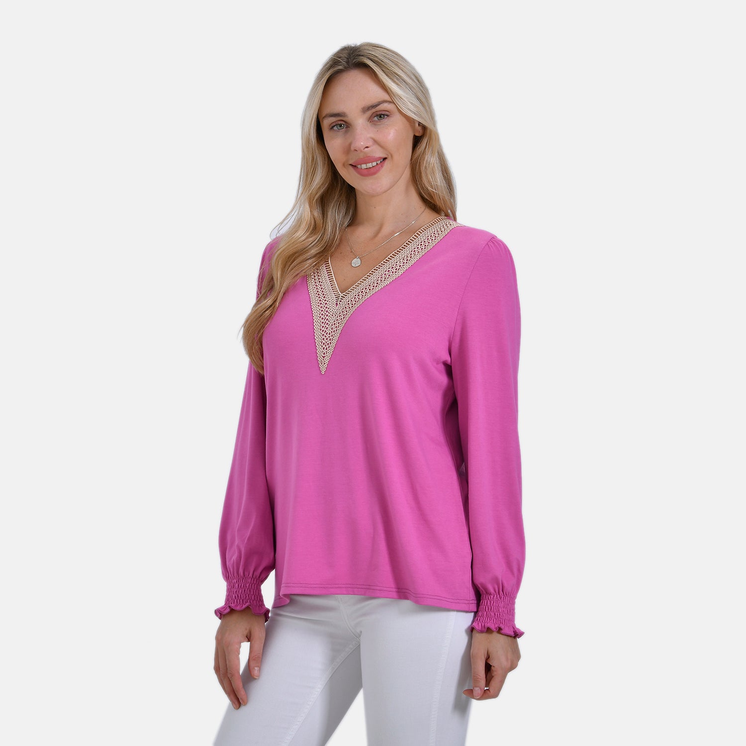 La Marey V-Neck Long Sleeve Top (Size 16 to 18) - Purple_7811216_3