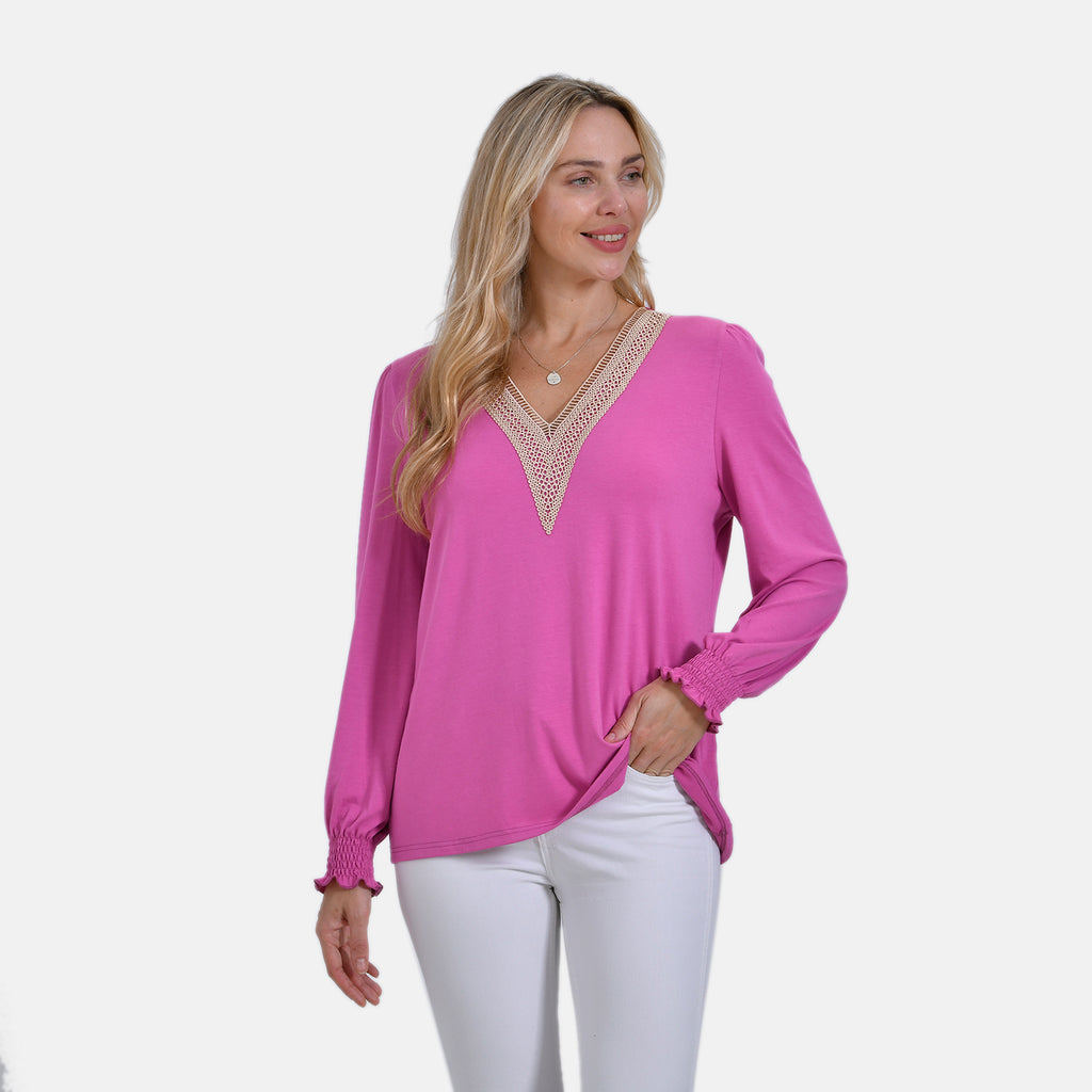 La Marey V-Neck Long Sleeve Top (Size 20 to 22) - Purple_7811218_2