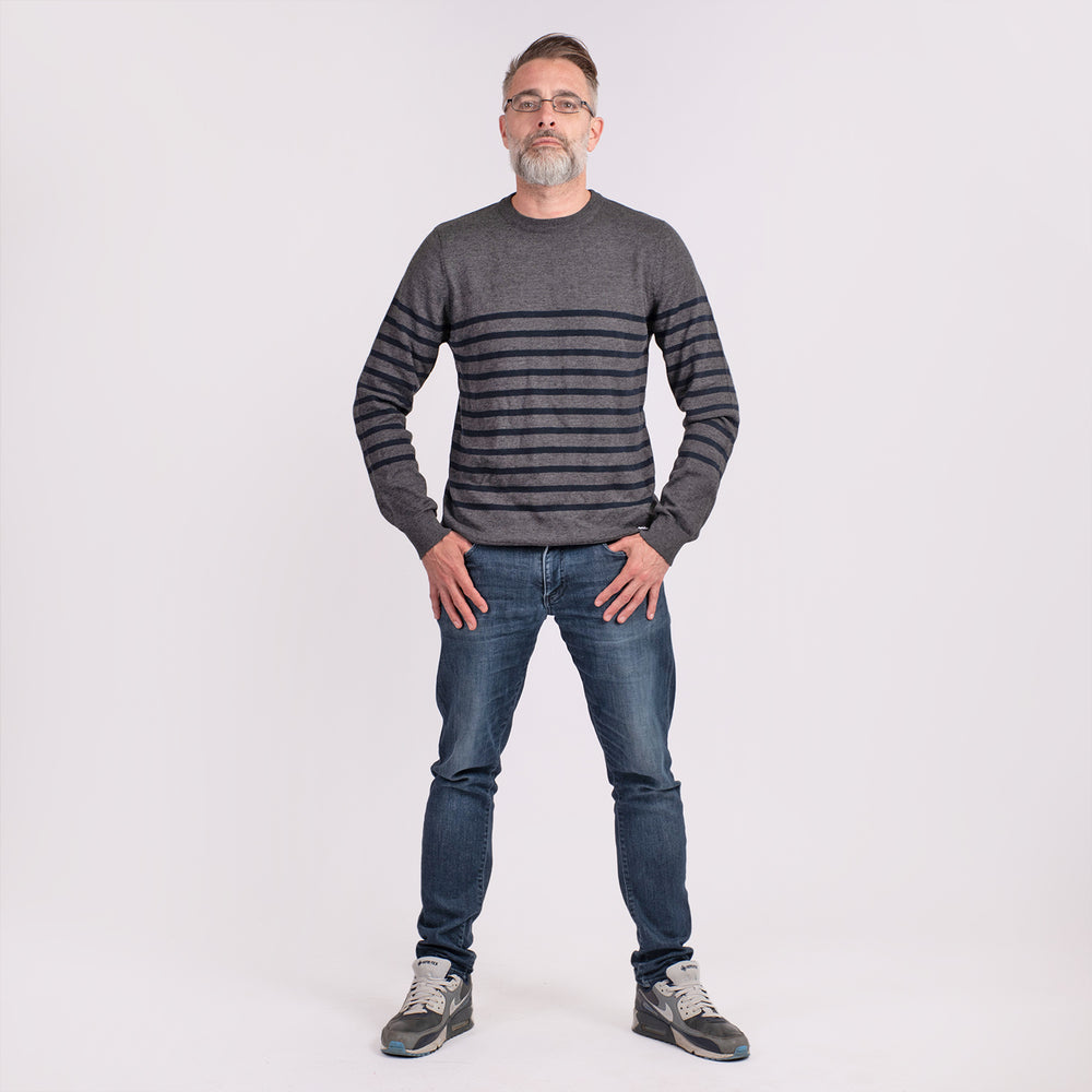 Cotton Woven Jumper (Size S) - Grey Navy_7812744